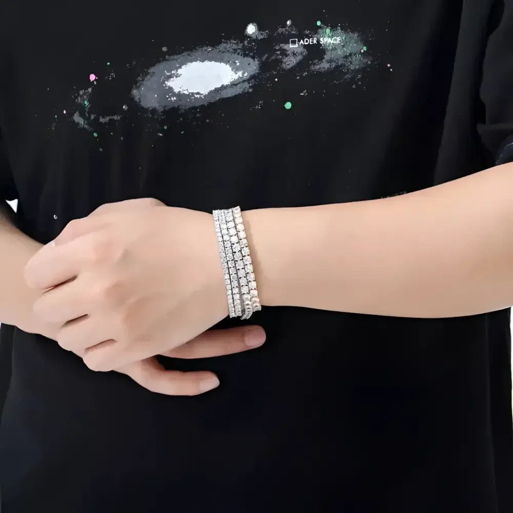 Iced Out Crystal Tennis Bracelet for Men - Hip Hop Style Jewelry - Buzzastore