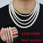 Handmade Imitation Pearl Necklace for Men Women - Trendy Simple Strand Jewelry Gift - Buzzastore