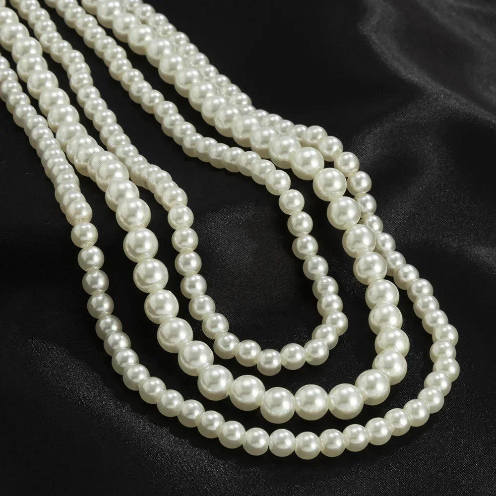 Handmade Imitation Pearl Necklace for Men Women - Trendy Simple Strand Jewelry Gift - Buzzastore