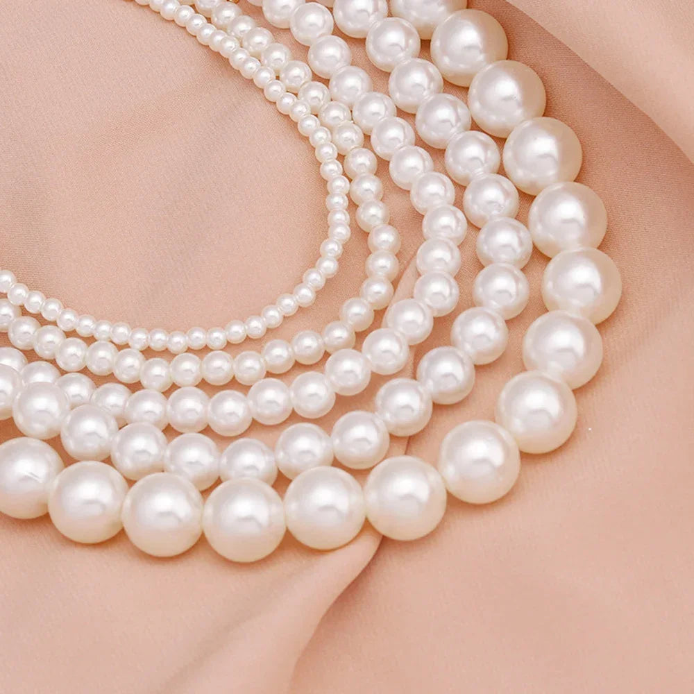 Handmade Imitation Pearl Necklace for Men Women - Trendy Simple Strand Jewelry Gift - Buzzastore