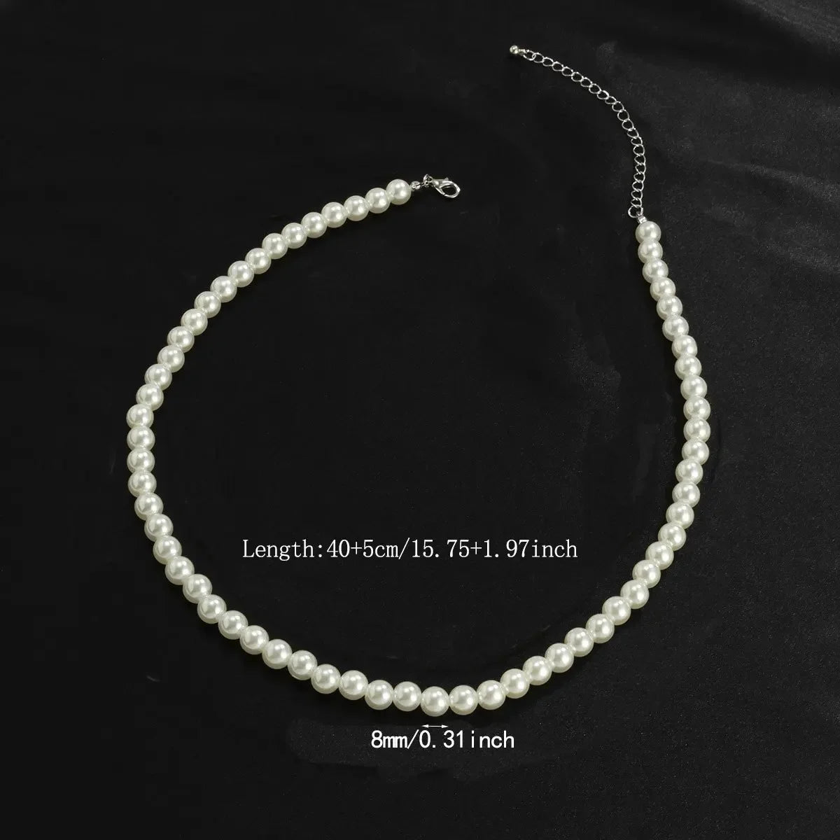 Handmade Imitation Pearl Necklace for Men Women - Trendy Simple Strand Jewelry Gift - Buzzastore