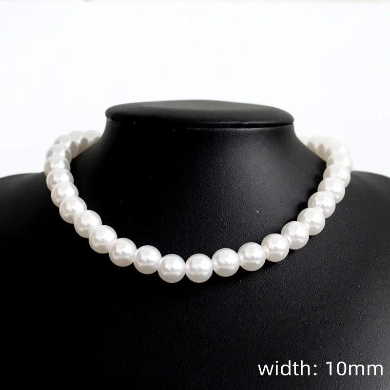 Handmade Imitation Pearl Necklace for Men Women - Trendy Simple Strand Jewelry Gift - Buzzastore