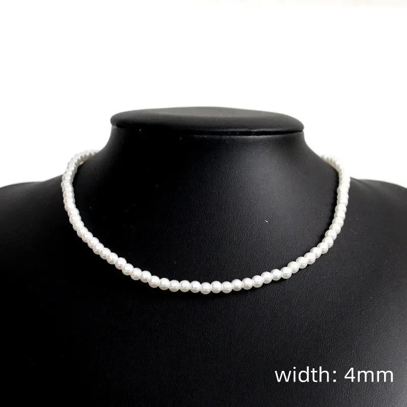Handmade Imitation Pearl Necklace for Men Women - Trendy Simple Strand Jewelry Gift - Buzzastore