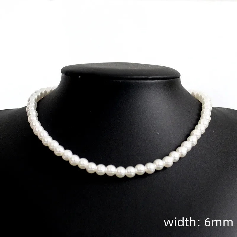 Handmade Imitation Pearl Necklace for Men Women - Trendy Simple Strand Jewelry Gift - Buzzastore