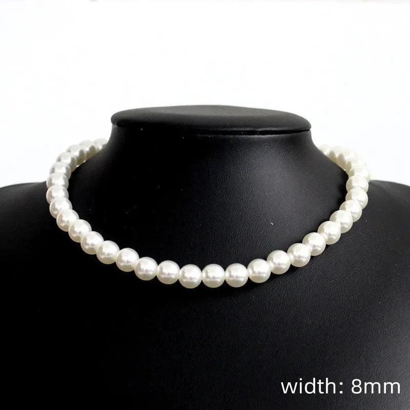 Handmade Imitation Pearl Necklace for Men Women - Trendy Simple Strand Jewelry Gift - Buzzastore