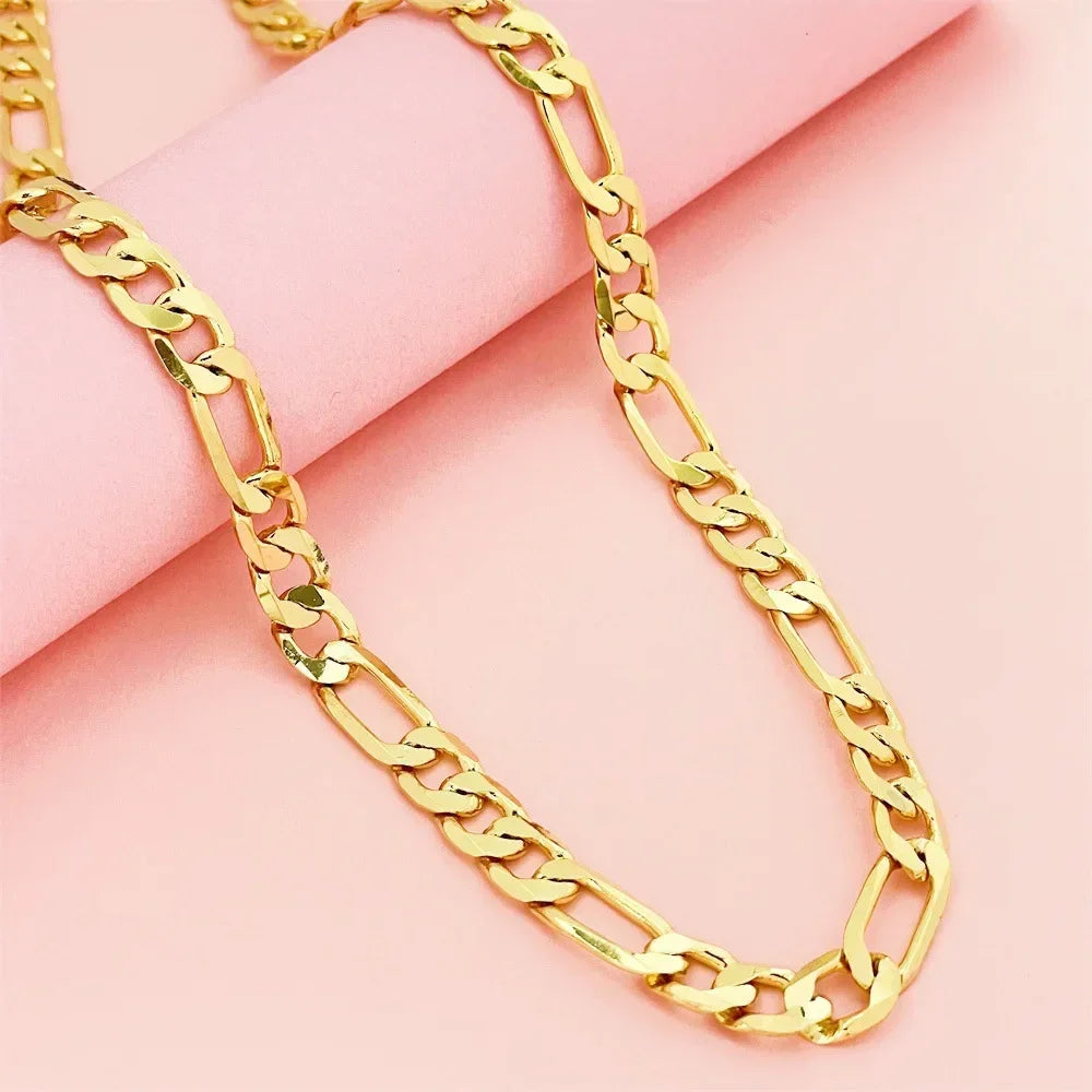24K Gold Geometric Chain Necklace for Men Women - Unique Triangle Link Design for Luxury Confidence - Buzzastore