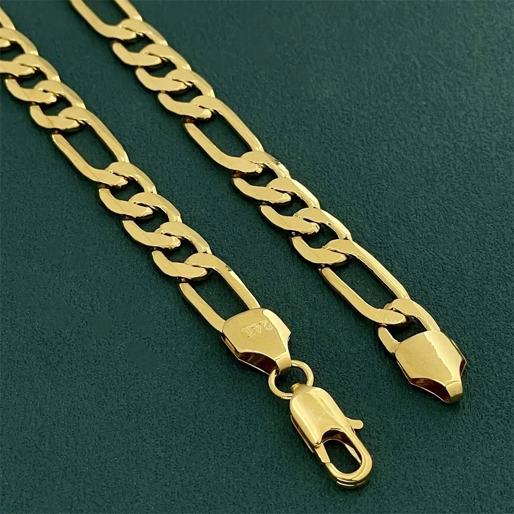 24K Gold Geometric Chain Necklace for Men Women - Unique Triangle Link Design for Luxury Confidence - Buzzastore