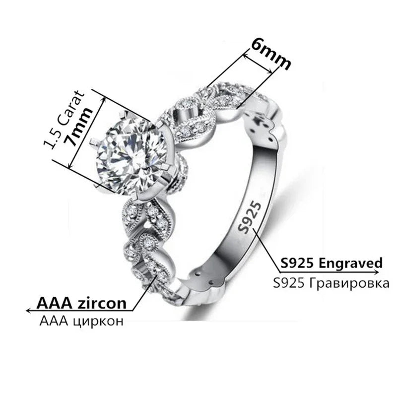 15 Carat White Gold Color Zirconia Engagement Ring for Women - Elegant Fashion Jewelry - Buzzastore