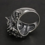 Sterling Silver Dragon Ring with Garnet Gemstone - Unique Fantasy Jewelry - Buzzastore
