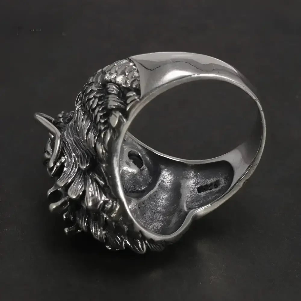 Sterling Silver Dragon Ring with Garnet Gemstone - Unique Fantasy Jewelry - Buzzastore