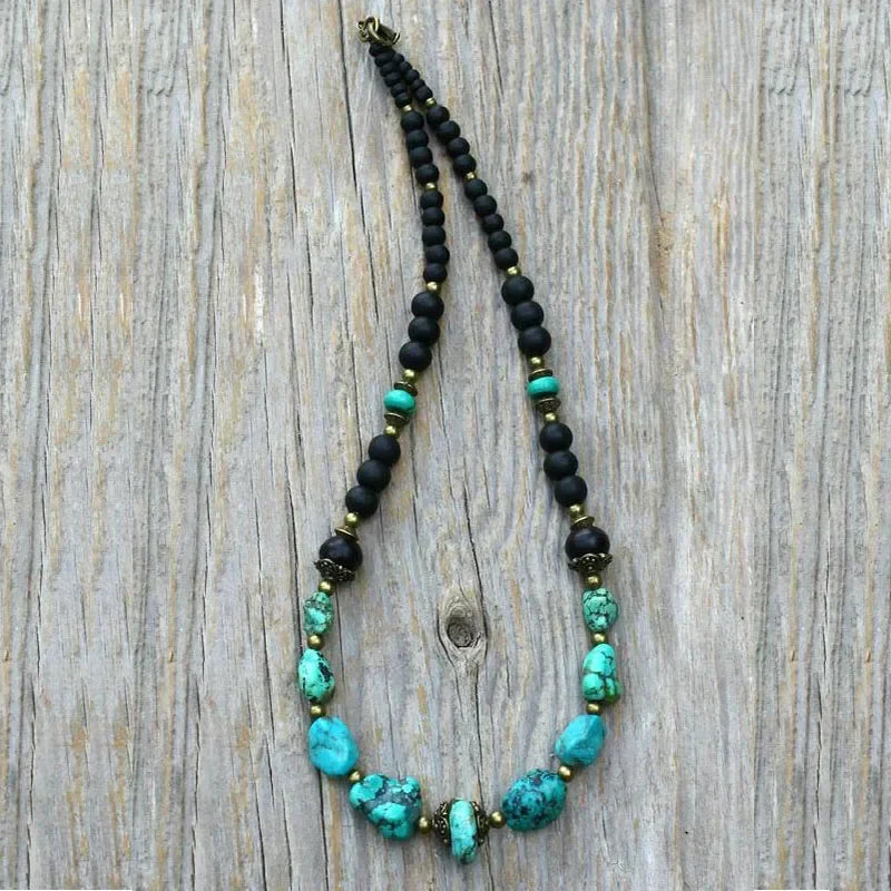 Mens Turquoise Gemstone Necklace - Bohemian Jewelry for a Cool Stylish Look - Buzzastore