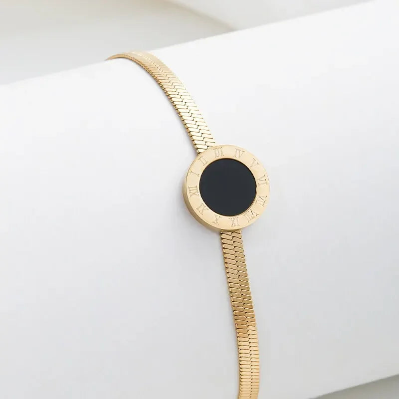 Geometric Round Link Black Bracelet for Women - Simple Trendy Jewelry Gift - Buzzastore