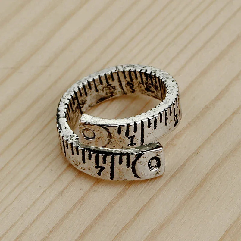 Vintage Ruler Shape Adjustable Ring for Men - Cool Gothic Bronze Jewelry for Parties - Buzzastore