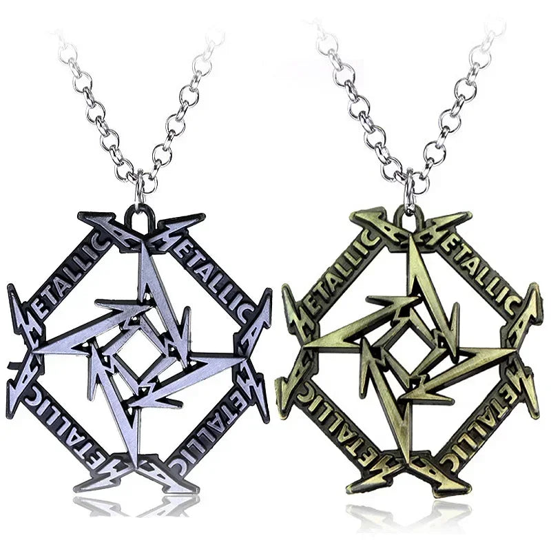 Retro Mens Hip-Hop Necklace with Metal Music Pendant - Trendy Unisex Punk Jewelry Gift for Nightclubs and Movies - Buzzastore
