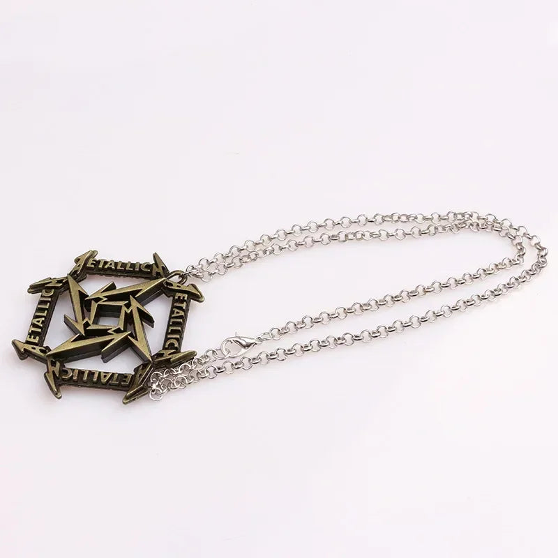 Retro Mens Hip-Hop Necklace with Metal Music Pendant - Trendy Unisex Punk Jewelry Gift for Nightclubs and Movies - Buzzastore