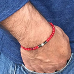 Mens Black Onyx Beaded Bracelet with Cross Charm - Buzzastore