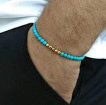 Mens Black Onyx Beaded Bracelet with Cross Charm - Buzzastore