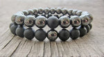 Mens Black Onyx Beaded Bracelet with Cross Charm - Buzzastore