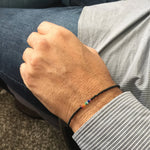 Mens Black Onyx Beaded Bracelet with Cross Charm - Buzzastore