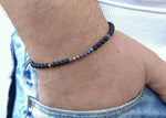 Mens Black Onyx Beaded Bracelet with Cross Charm - Buzzastore