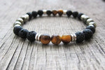 Mens Black Onyx Beaded Bracelet with Cross Charm - Buzzastore