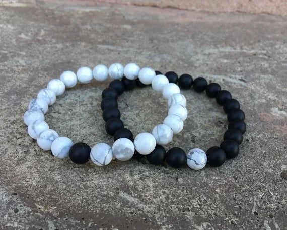 Mens Black Onyx Beaded Bracelet with Cross Charm - Buzzastore