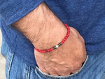 Mens Black Onyx Beaded Bracelet with Cross Charm - Buzzastore