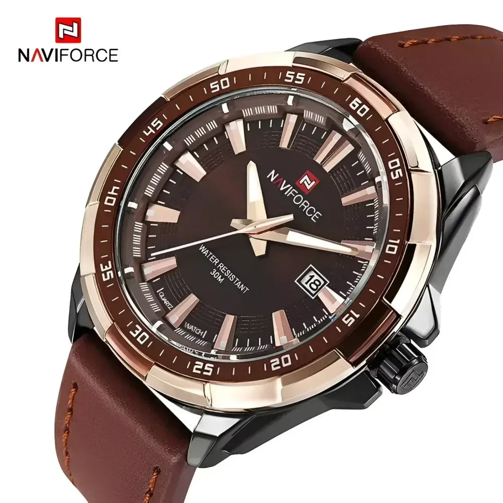 NAVIFORCE Mens Leather Band Watch - Stylish and Durable Timepiece for Everyday Wear - Buzzastore