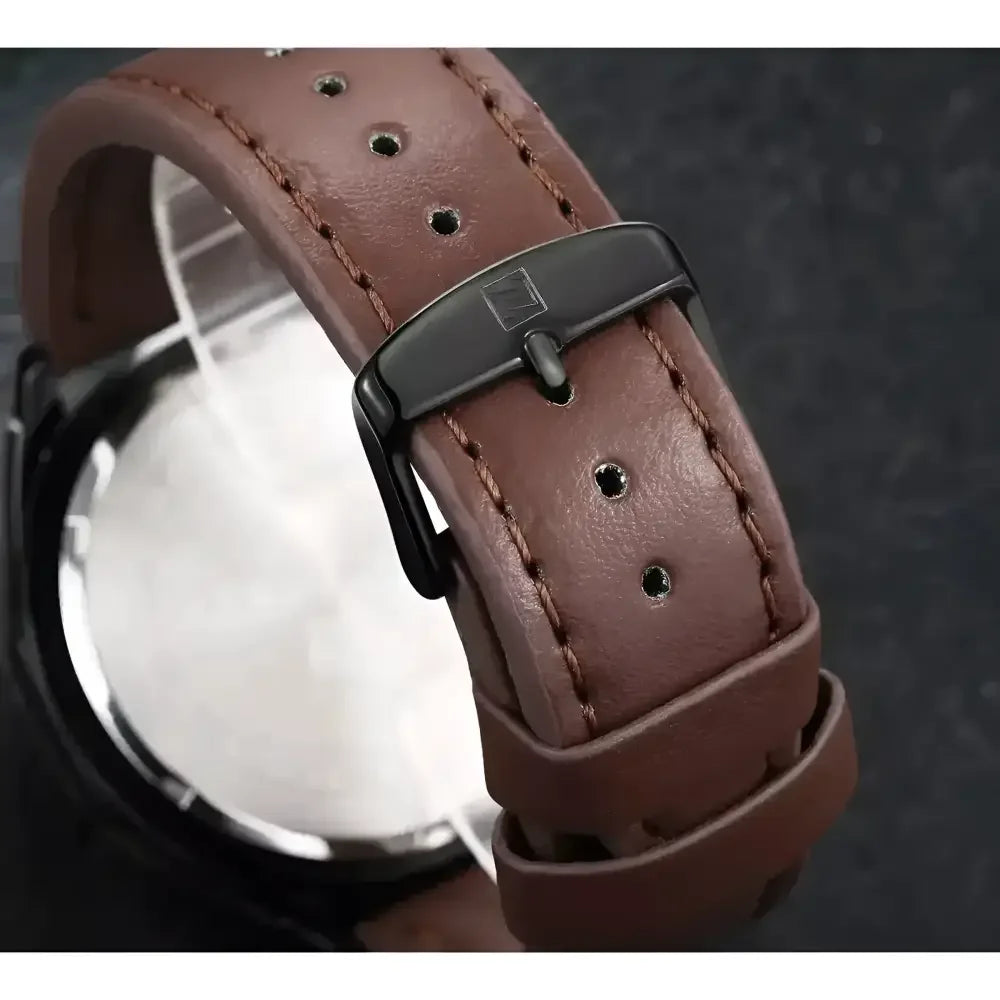 NAVIFORCE Mens Leather Band Watch - Stylish and Durable Timepiece for Everyday Wear - Buzzastore