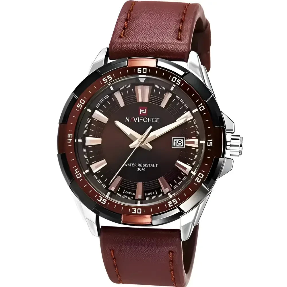 NAVIFORCE Mens Leather Band Watch - Stylish and Durable Timepiece for Everyday Wear - Buzzastore