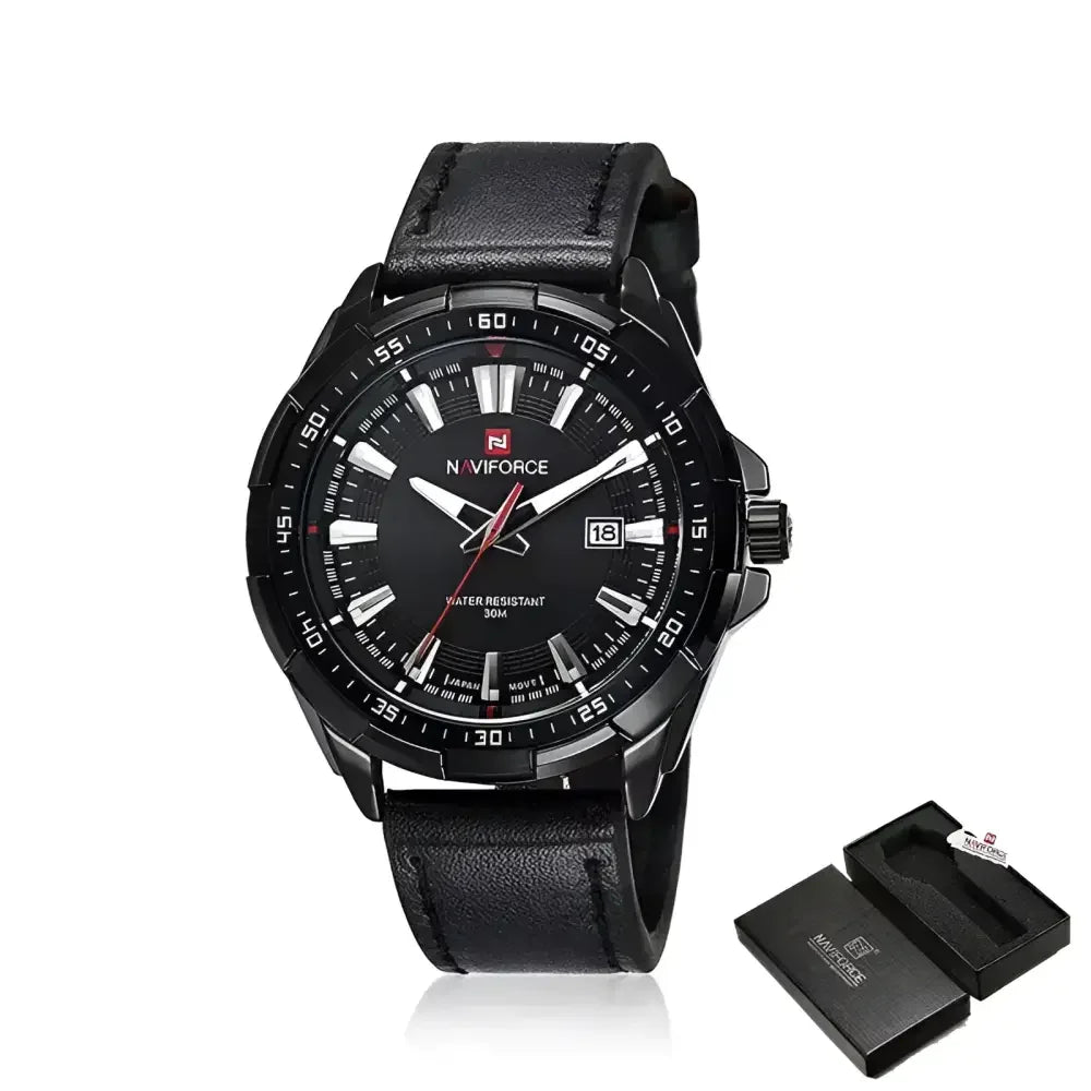 NAVIFORCE Mens Leather Band Watch - Stylish and Durable Timepiece for Everyday Wear - Buzzastore