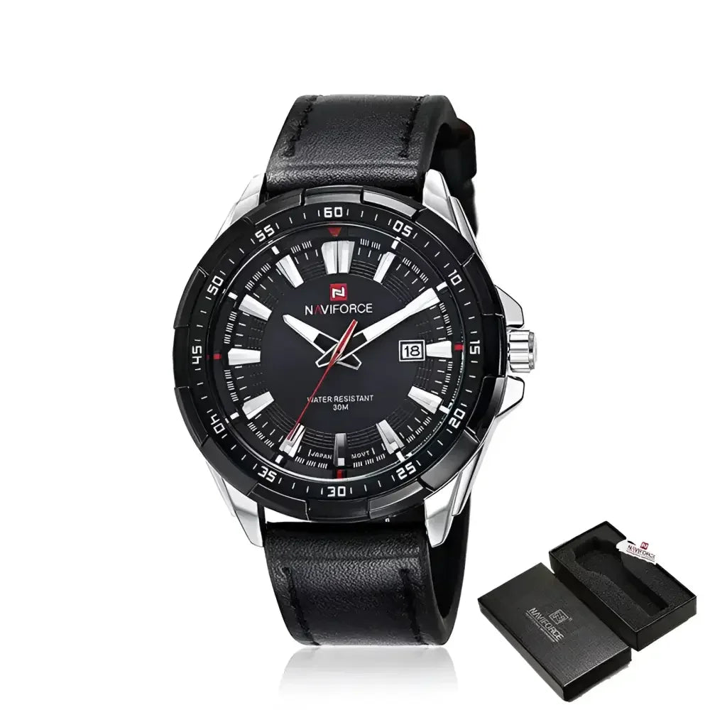 NAVIFORCE Mens Leather Band Watch - Stylish and Durable Timepiece for Everyday Wear - Buzzastore