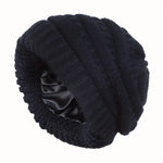 Unisex Knit Beanie Hat with Soft Satin Lining - Warm Stylish Winter Accessory - Buzzastore