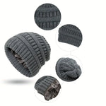 Unisex Knit Beanie Hat with Soft Satin Lining - Warm Stylish Winter Accessory - Buzzastore