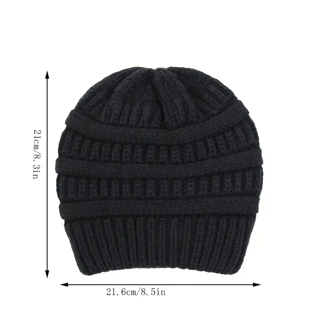 Unisex Knit Beanie Hat with Soft Satin Lining - Warm Stylish Winter Accessory - Buzzastore