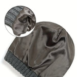 Unisex Knit Beanie Hat with Soft Satin Lining - Warm Stylish Winter Accessory - Buzzastore