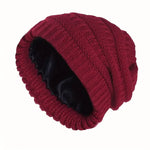 Unisex Knit Beanie Hat with Soft Satin Lining - Warm Stylish Winter Accessory - Buzzastore