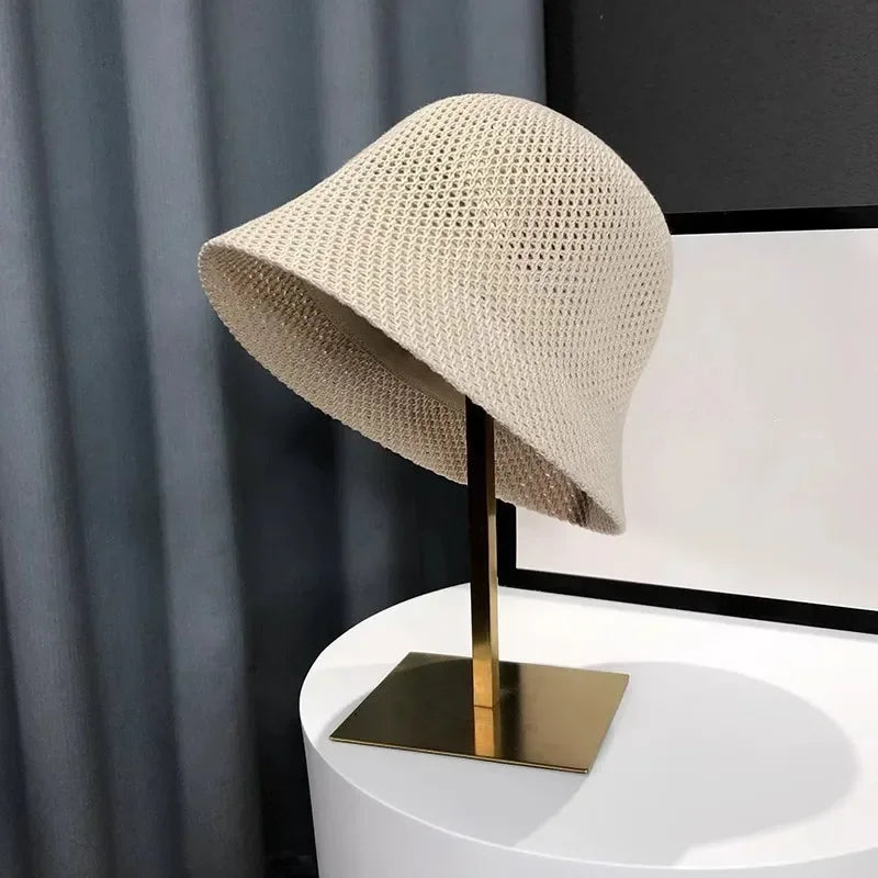 Womens Hollow Sun Hat - Lightweight Fisherman Style for Spring Summer with Sunshade and Face-Enhancing Design - Buzzastore