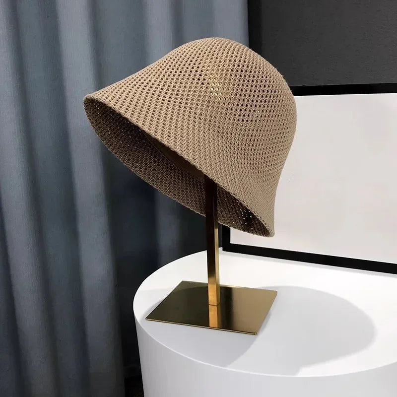 Womens Hollow Sun Hat - Lightweight Fisherman Style for Spring Summer with Sunshade and Face-Enhancing Design - Buzzastore