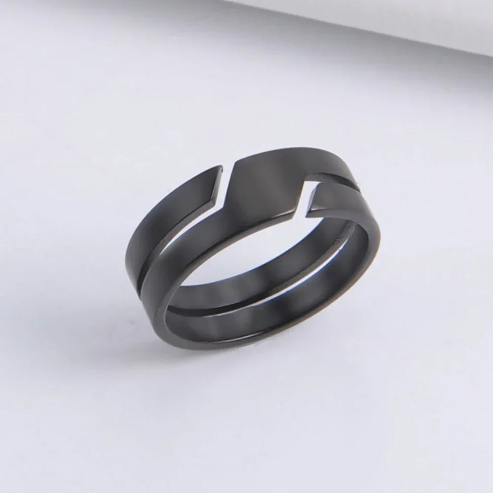 Skyrim Stainless Steel Ring for Couples - Minimalist Black Casual Jewelry Perfect Wedding Gift for Men and Women - Buzzastore