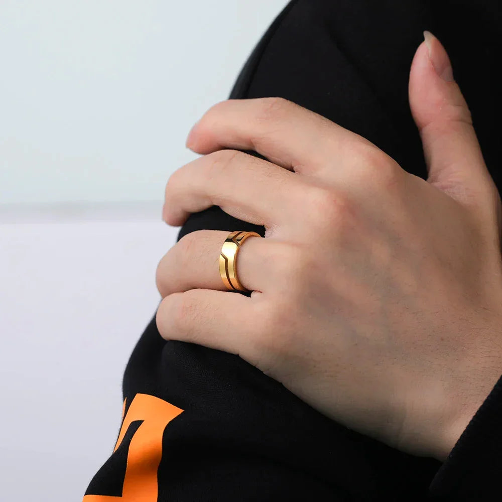 Skyrim Stainless Steel Ring for Couples - Minimalist Black Casual Jewelry Perfect Wedding Gift for Men and Women - Buzzastore