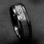Dragon Engraved Black Stainless Steel Ring for Men - Stylish Fashion Accessory - Buzzastore