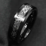 Dragon Engraved Black Stainless Steel Ring for Men - Stylish Fashion Accessory - Buzzastore