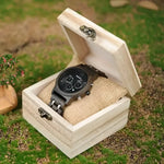 Chronograph Wooden Watch with White Face by BOBO BIRD - Eco-Friendly Style - Buzzastore