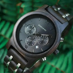 Chronograph Wooden Watch with White Face by BOBO BIRD - Eco-Friendly Style - Buzzastore