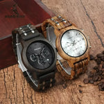 Chronograph Wooden Watch with White Face by BOBO BIRD - Eco-Friendly Style - Buzzastore