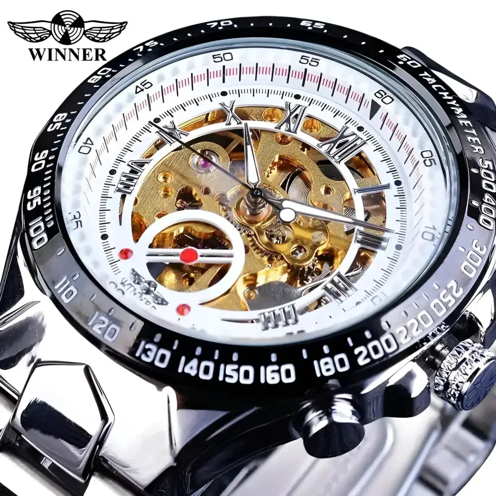 T-WINNER Gold Skeleton Automatic Watch - Elegant Timepiece for Men - Buzzastore