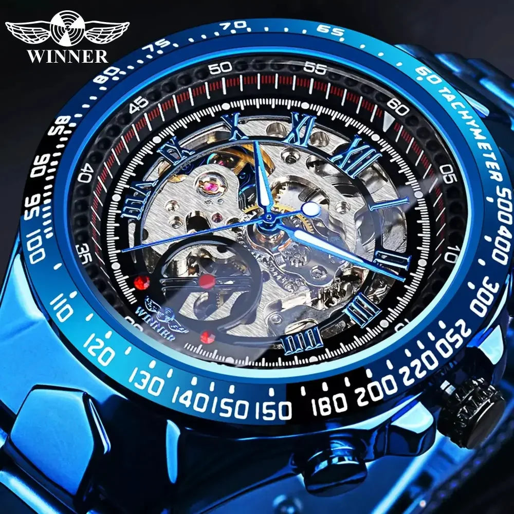 T-WINNER Gold Skeleton Automatic Watch - Elegant Timepiece for Men - Buzzastore