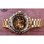 T-WINNER Gold Skeleton Automatic Watch - Elegant Timepiece for Men - Buzzastore