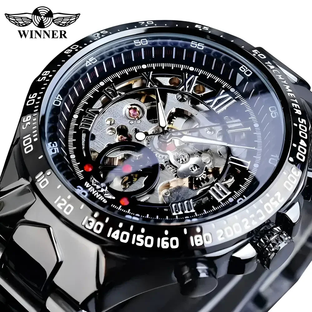 T-WINNER Gold Skeleton Automatic Watch - Elegant Timepiece for Men - Buzzastore